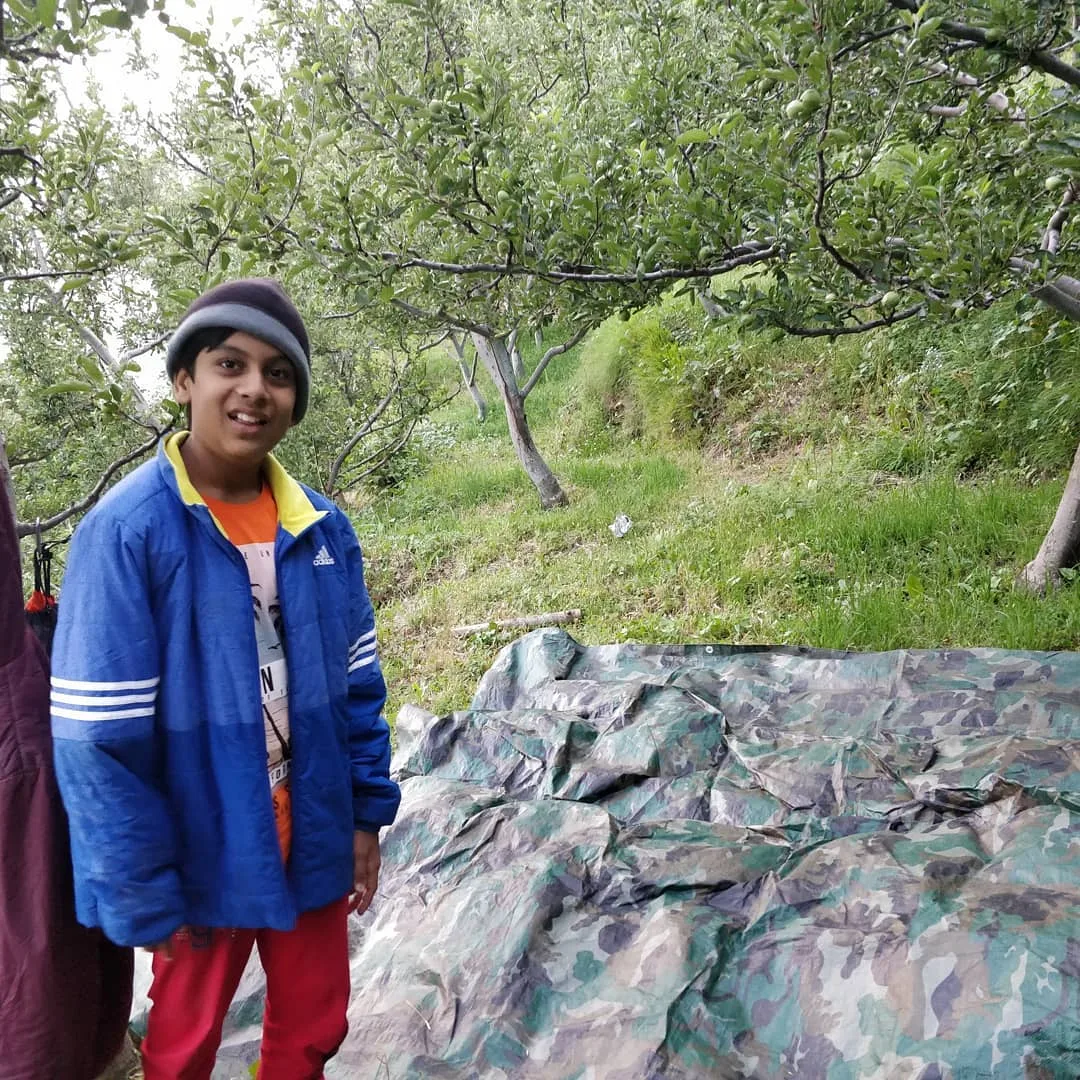 The #tarp is laid out. The instant #tent is popped up. The foam #mattresses have been laid out in the tent. And the sleeping #bags have been thrown in. We move fast inspite of the 