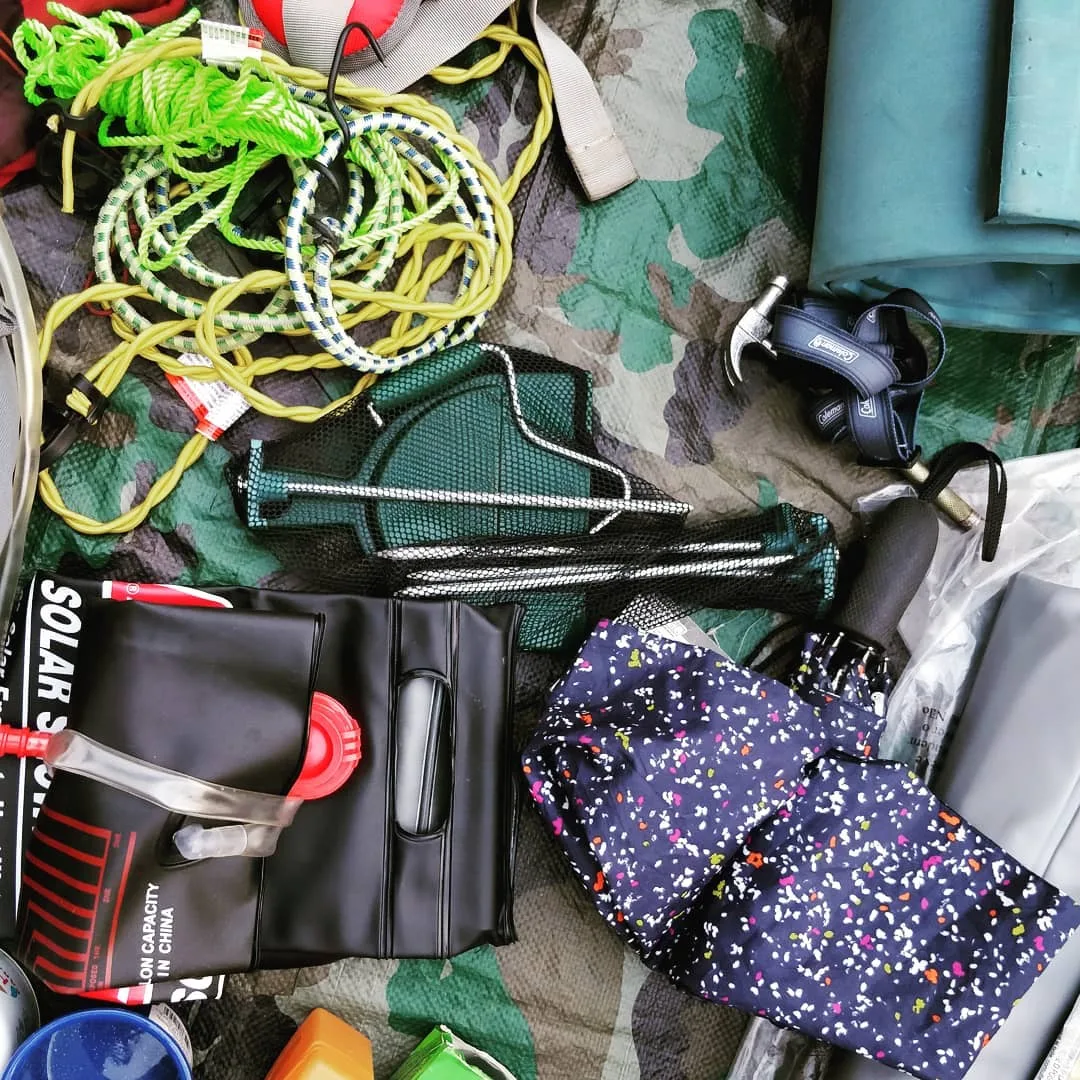 Here's a whole bunch of closeups of our gear. Safety stuff, backpacks, cooking stuff, pillows, umbrellas, etc. Are we missing anything important?

#camping #campinggear #hikinggear