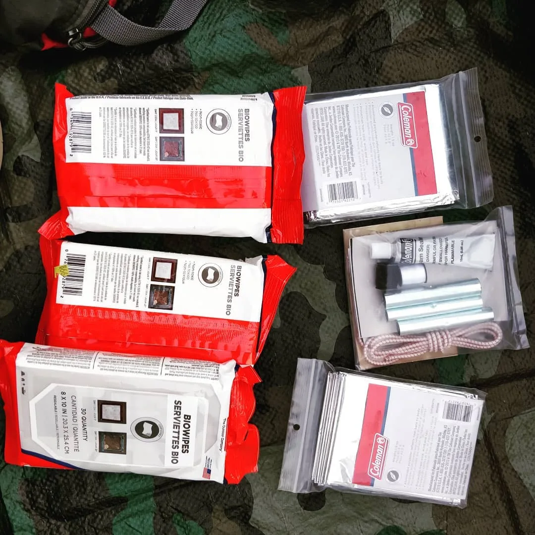 Here's a whole bunch of closeups of our gear. Safety stuff, backpacks, cooking stuff, pillows, umbrellas, etc. Are we missing anything important?

#camping #campinggear #hikinggear