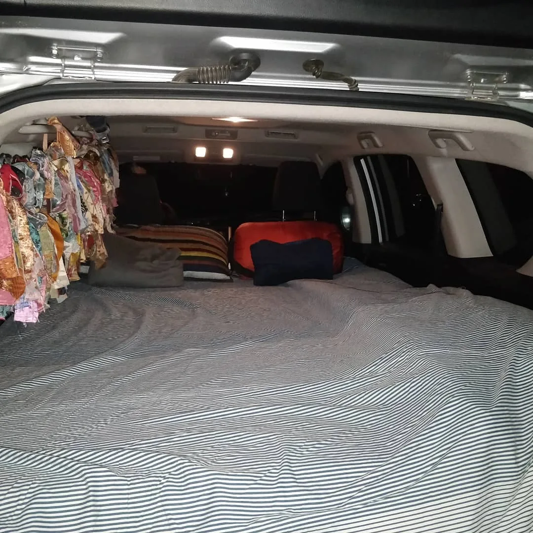 Here is how our living quarters look tonight. We got late in settling in, so we haven't set up our tent or done any cooking. We did cover a lot more distance than I expected.

The 
