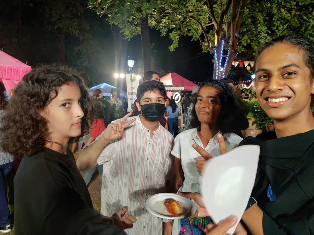 So glad that Dilshad called us over to the Goa Heritage Festival yesterday. The kids made friends with two kids from Sharada Mandir, who were raising funds for Mollem (for the envi