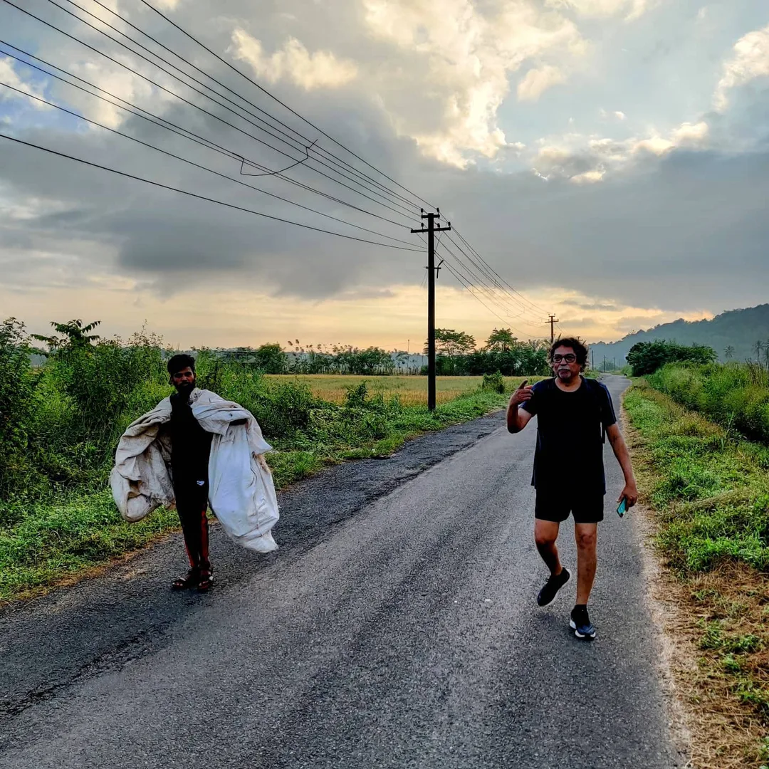 Went for a morning walk after many weeks. The sky was rather dramatic. And I met this interesting guy, Subodh Kerkar, who lives in Saligao and runs the Museum of Goa. He was seriou