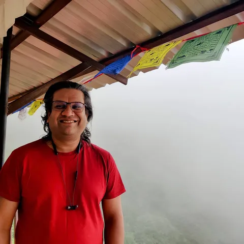 Looking sideways. Coz never can keep my eyes off the monkeys on the hills.