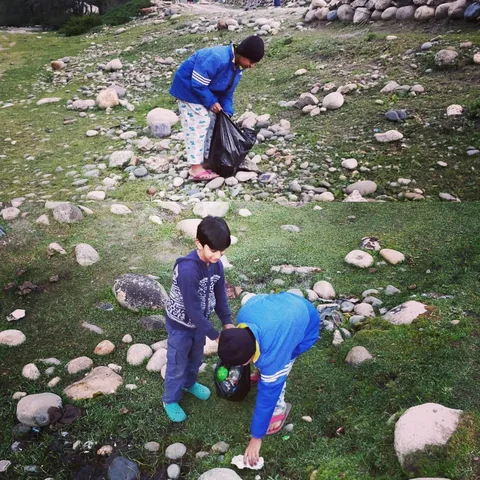 The kids decided to do a bit of cleanup around the #campsite. They'd already cleaned the spot where we pitched #tent.

T