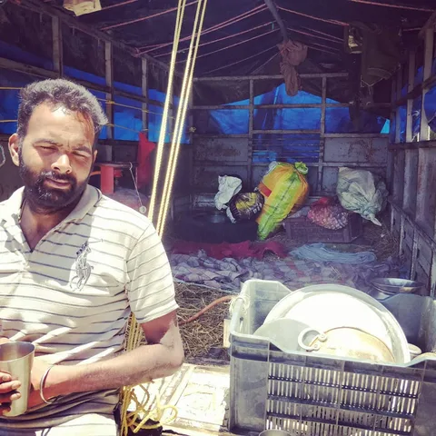 Our #watermelon seller is also a #vanlifer. His #caravan is built on a truck. He's got a full size cooking gas, utensils