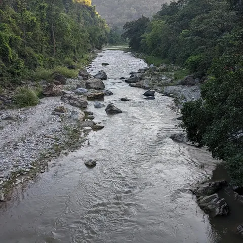 The old #bridge spanned this #river. The river somehow has no name; it just meets the #Ganga at Phool Chatti